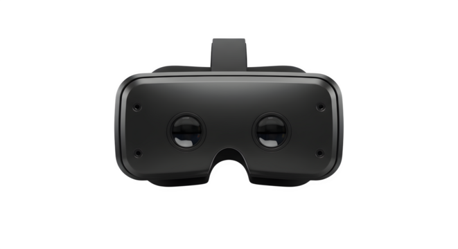 Black VR headset shines against a solid black backdrop. Perfect for product showcasing, tech presentations, and digital branding.