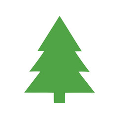 Obraz premium Green christmas tree icon vector simple festive holiday symbol for winter celebration design vector