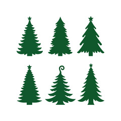 Christmas tree vector silhouettes collection festive evergreen holiday design elements vector