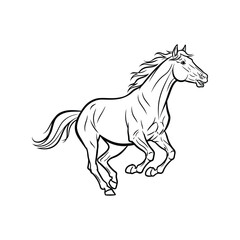 Elegant horse line drawing powerful galloping equine animal sketch art vector
