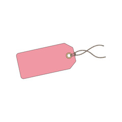Blank pink paper tag with string isolated for labeling and pricing vector