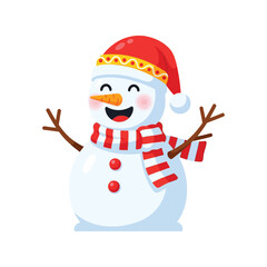 Joyful cartoon snowman merry christmas holiday celebration festive winter character vector