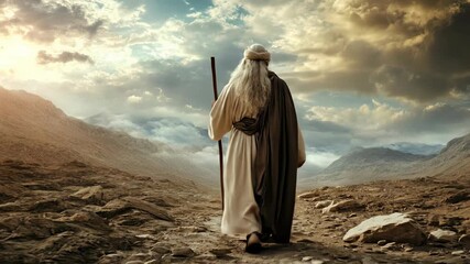 Holy passage: Moses directs the Jews through arid desert, embodying bible teaching, christian belief, sacred history, covenant promise, divine authority, spiritual endurance, faithful community,