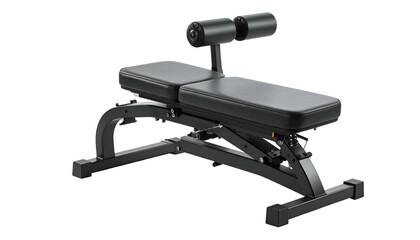 Abdominal bench with back support, sleek black design on black