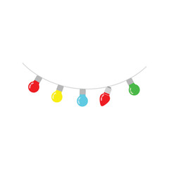 Colorful christmas lights garland festive holiday decoration string party celebration vector