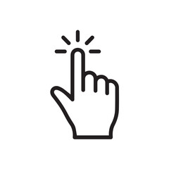 Simple black and white line drawing of a hand pointing upwards