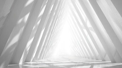 Obraz premium Abstract architectural corridor illuminated by bright sunlight leading to the light