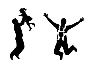 Happy father icons set. Father and children, love and togetherness theme.