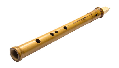 Naklejka premium Beige flute with holes, light wood, and a cylindrical shape