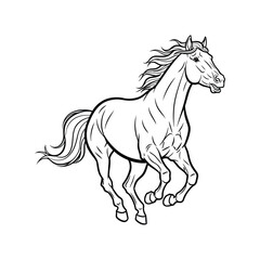 Majestic horse galloping line art drawing animal equine freedom nature vector