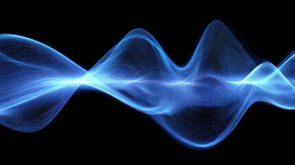 Abstract blue sound wave form against black background for digital media