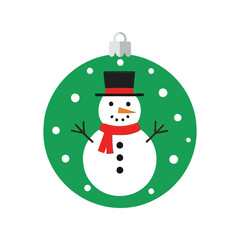 Cute snowman festive christmas ornament green background winter holiday decoration vector