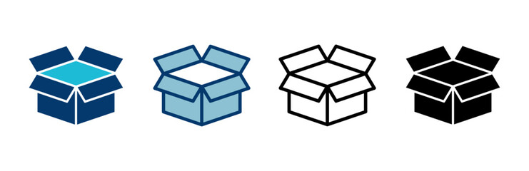 Box icon vector isolated on white background. Cardboard box, packaging open. Box vector icon