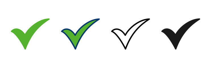 Check icon vector isolated on white background. check mark icon. check list button icon. Tick