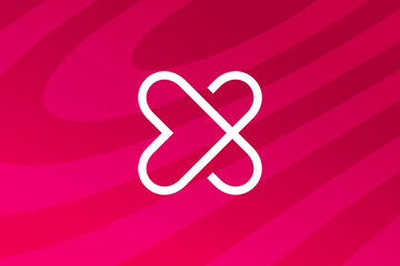 Letter X with heart logo icon design template elements