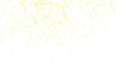 An abstract image featuring a network of yellow lines and shapes, seemingly connected on a white background. Use for technology, data or connect