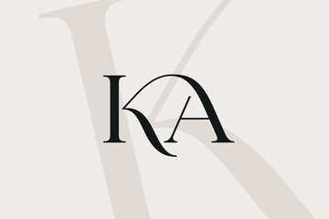 KA or AK letter logo icon design. Classic style luxury initials monogram.
