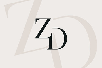 ZD or DZ letter logo icon design. Classic style luxury initials monogram.