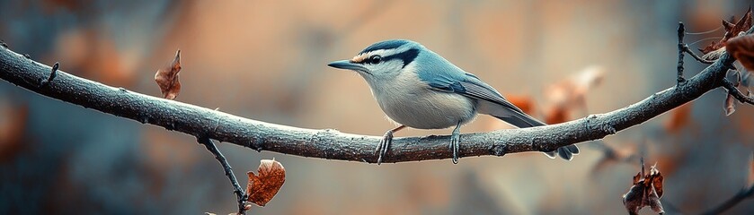 Obraz premium Bird perched on frosty branch nature scene wildlife photography winter environment close-up view serenity