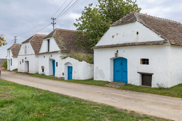 Traditional Kellergasse in Deinzendorf, Lower Austria wine region