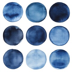 Artistic blue watercolor dots abstract composition digital art creative space top-down view visual texture
