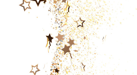 Naklejka premium A festive background of falling gold star confetti. Perfect for celebrations, holidays, New Year, Christmas, birthday, and party themes.