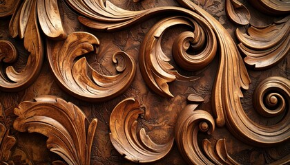 Close up of detailed scrollwork patterns in artistic relief