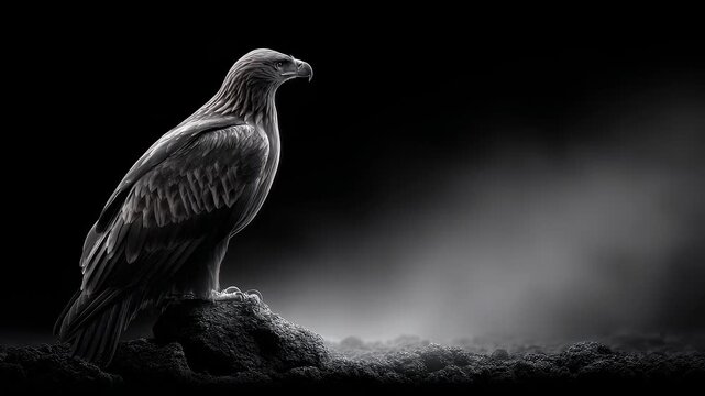 Golden Eagle Standing on Rock Shows Regal Demeanor