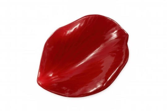 Glossy red rose petal creating a romantic and delicate natural beauty theme on transparent background