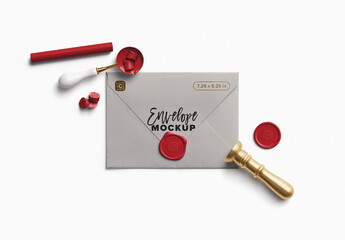 Postage and Wax Seal Letter Mockup