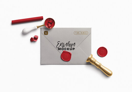 Postage and Wax Seal Letter Mockup