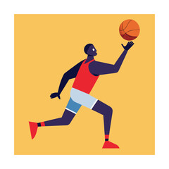 Basketball Player Dribbling with Orange Ball sport