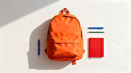 Orange backpack with school supplies