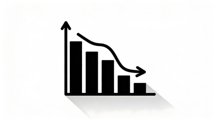 Declining bar chart with trend line