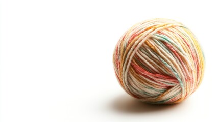 Colorful ball of yarn on white background for crafts and knitting projects