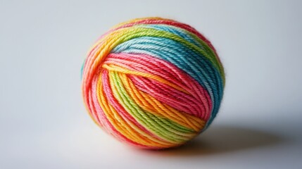 Colorful yarn ball for crafts with a plain background, for textile or DIY projects