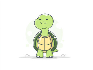 Fototapeta premium Cute cartoon turtle illustration with a cheerful expression and vibrant colors for kids' designs
