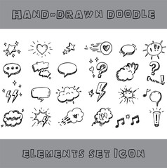 Hand Drawn Doodle Elements Set – Sketch Icons Collection Vector