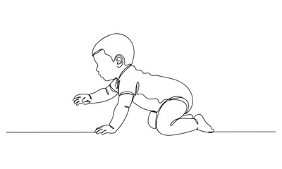 Continuous Line Drawing of a Baby Crawling