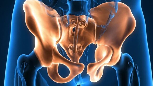 Pelvic Anatomy 3D Animation Visualizing the Human Skeleton Bone Structure and Joint Movement with Detailed Medical