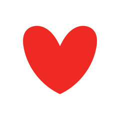 Simple Bold Red Heart Icon or Symbol of Love, Romance, and Passion in a Hand Drawn Flat Design Style