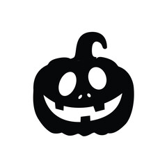 Halloween pumpkin silhouette, isolated on white background. Scary spooky carving pumpkin. Pumpkin icon. Vector