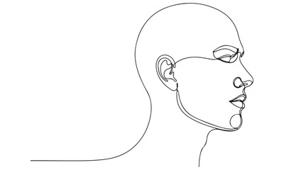 Minimalist Continuous Line Drawing of a Human Head in Profile