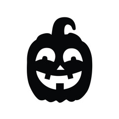 Halloween pumpkin silhouette, isolated on white background. Scary spooky carving pumpkin. Pumpkin icon. Vector
