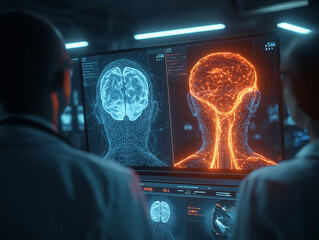 Futuristic Neuroscience Research Interface Showing Neural Networks