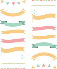 Obraz premium Paper Ribbon black silhouette icons vector set