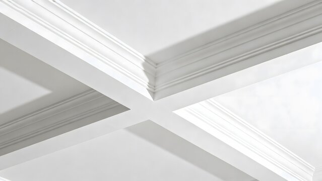 White ceiling with decorative molding