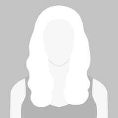Monochrome simple gray avatar icon, default female avatar profile. Avatar for social media profiles. Vector