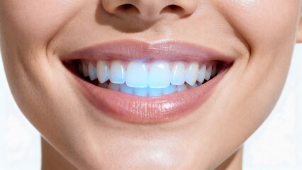 Fototapeta premium Closeup of a smiling mouth with white teeth