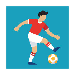 Soccer player kicking ball flat illustration football